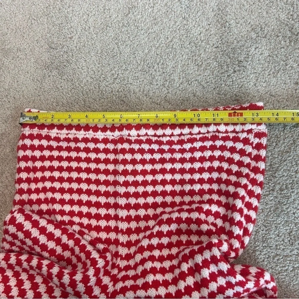 Zara red white knit high waisted flare stretchy pull on pants 70’s hippie retro - Picture 8 of 12